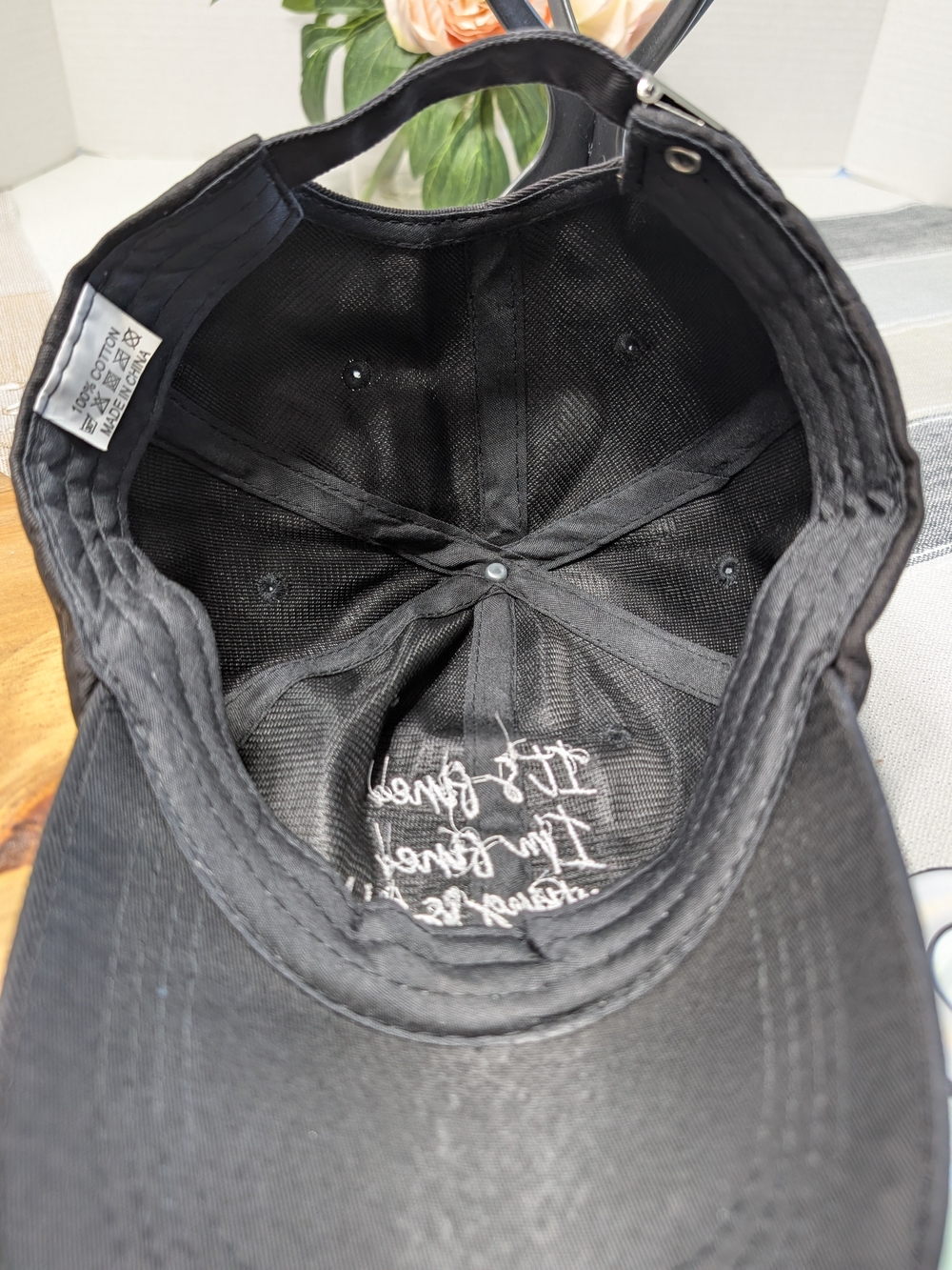 Black Embroidered Baseball Cap - "It's fine" - Picture 2 of 4